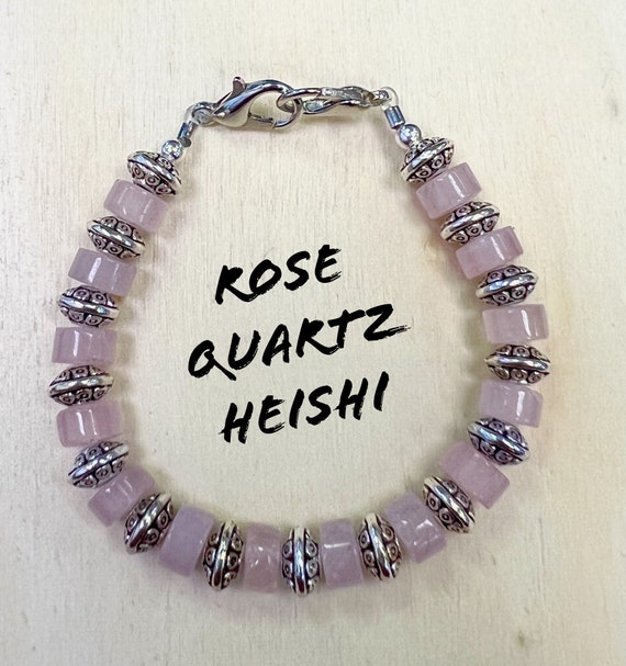 Rose Quartz Gemstone W silver Heishi Medical ID Bracelet medical Tag NOT INCLUDED Etsy