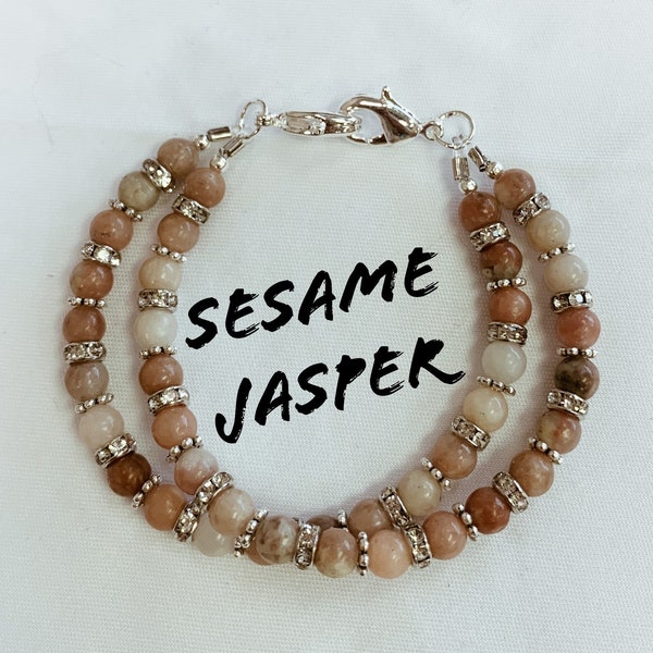 Double Strand Sesame Jasper Medical ID Bracelet/Medical Tag NOT INCLUDED