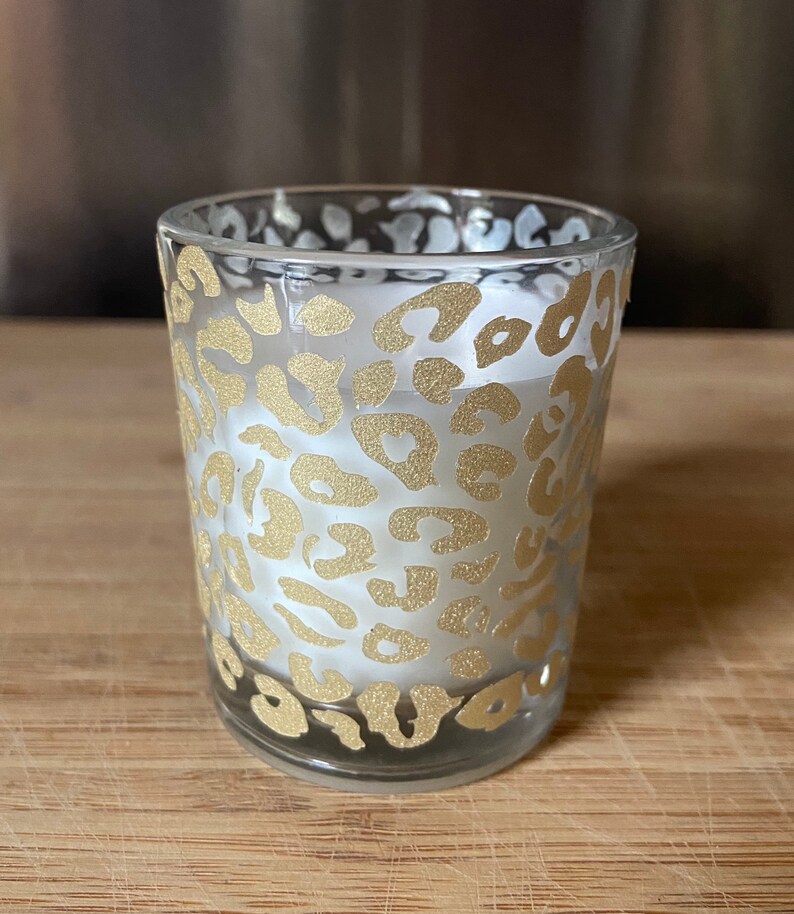 Mini Gold Glitter Leopard Print Candle Etsy