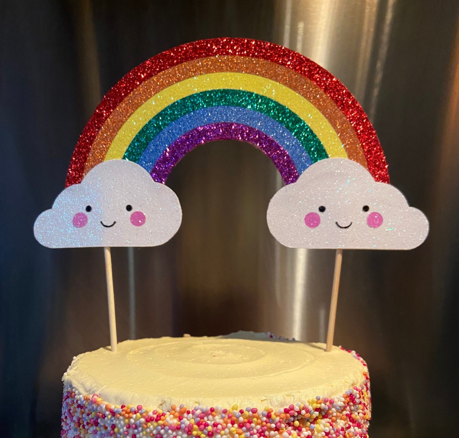 Cute Rainbow Personalised Cake Topper Etsy