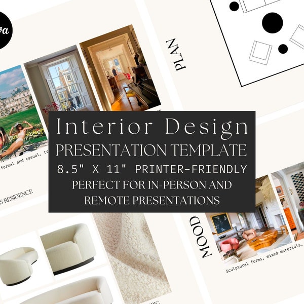 Presentatiesjabloon voor interieurontwerp | Kanva | E-ontwerp | Klantvoorstel | Moodboard | Ontwerpbord | Concept | Modern minimalistisch