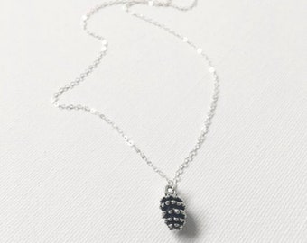 Silver Pine Cone Charm Necklace