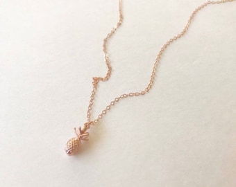 Rose Gold Pineapple Charm Necklace