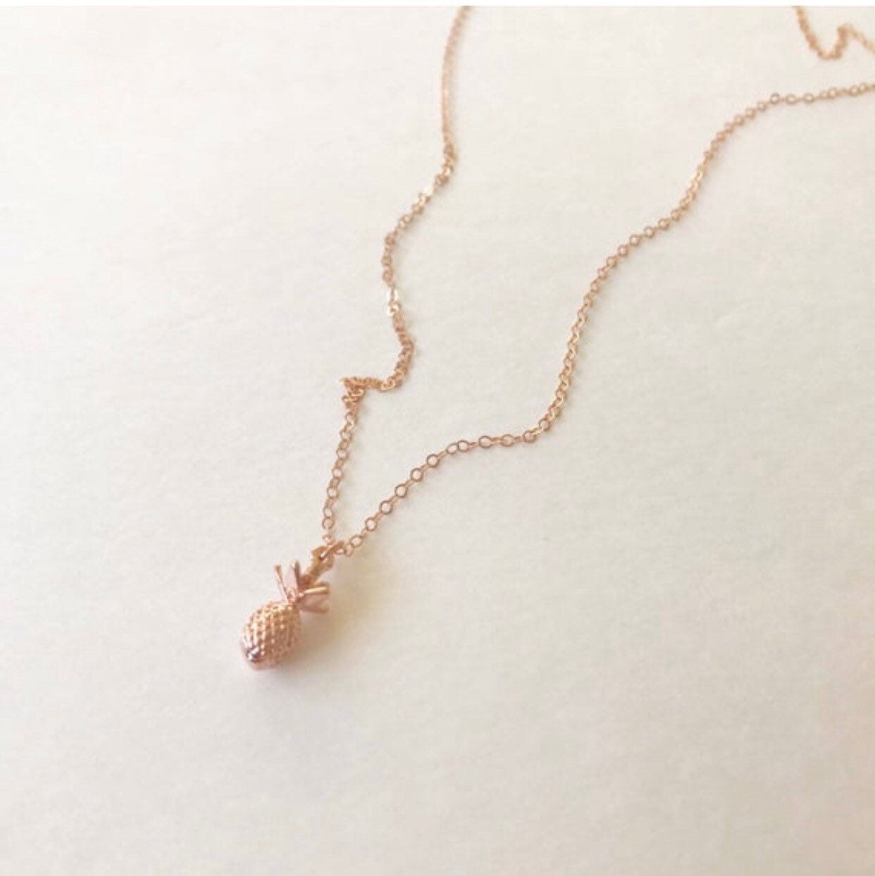 Rose Gold Pineapple Charm Necklace