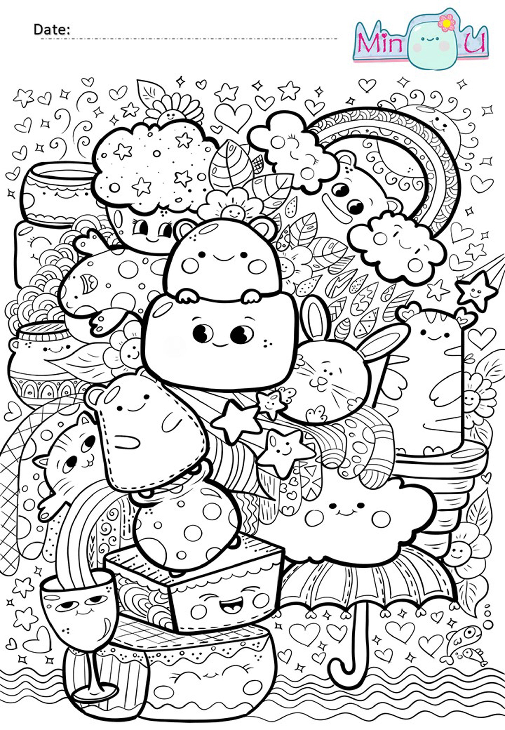 Cute Doodles Coloring Book | Etsy