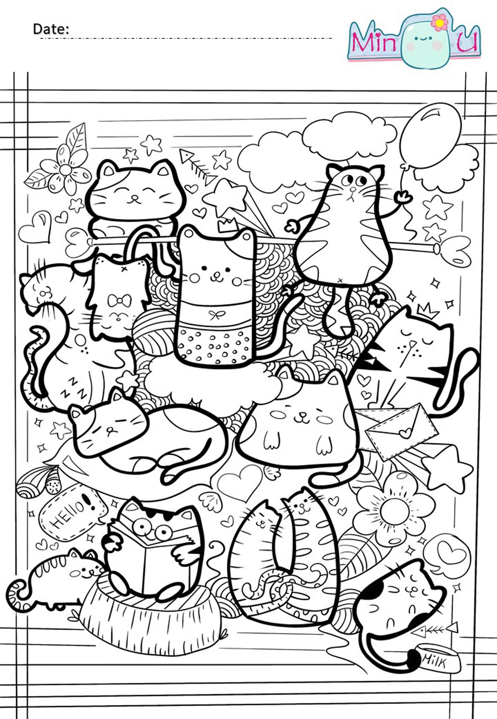 Cute Doodles Coloring Book | Etsy