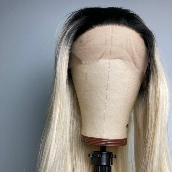 613 Blonde Lace Wig,Blonde Hair With Black Roots Lace Wig,613 Blonde Wig,Lace Front Wig,Blonde Wig,Straight Blonde Wig,Ombre Blonde Wig,