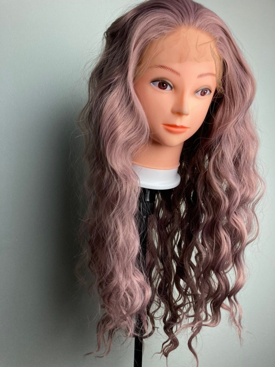 Curly Ash Pink Wig,dark Pink Wig,ash Pink Lace Wig,pastel Pink Wig,lace