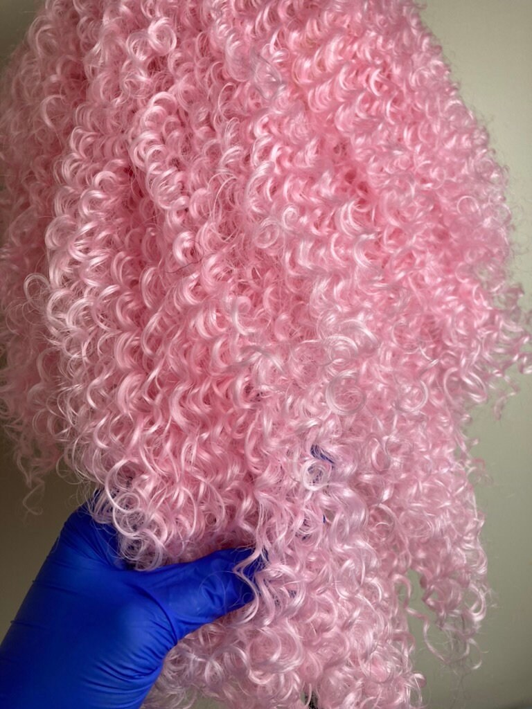 Pink Wig, Pinky Kinky Curly Wig,lace Front Wig,short Bob Wigs,shoulder