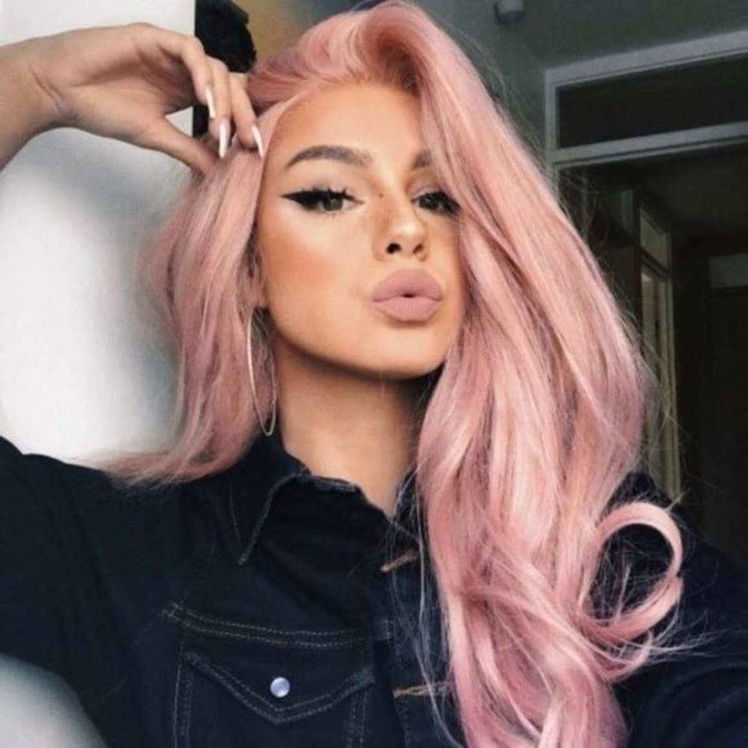 Pastel Pink Wig,pink Lace Wigs,rose Pastel Pink Wig,rose Gold Pink Wigs,lace Front Wig,long Hair