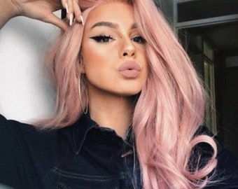 Pastel Pink Wig,Pink Lace Wigs,Rose Pastel Pink Wig,Rose Gold Pink Wigs,Lace Front Wig,Long Hair Wig,Pink Cosplay Wig,Pink Long Wigs