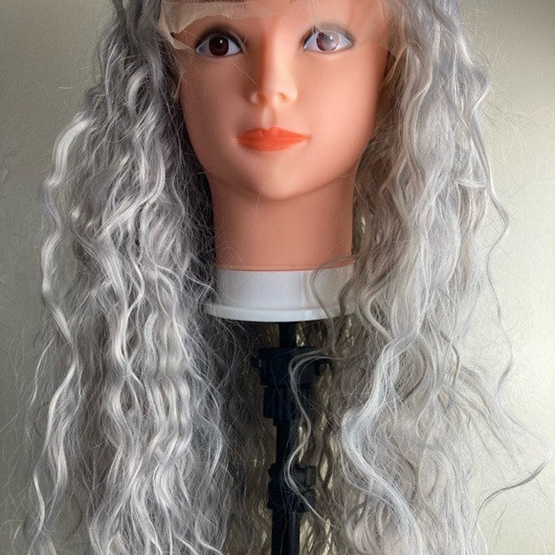 Grey Wigssilver Gray Wigs Kinky Curly Wigslace Front Etsy