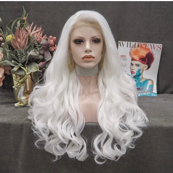 White Wig White Cosplay Wig long Wavy White Wigs white Wig costume