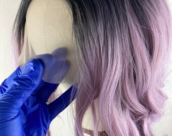 Lilac Purple Wig,Short Bob Wigs,Black Roots Purple Wigs,Lace Front Wig,Curly Purple Wig,Luxury Wig,Ombre Purple Lace Wig,Anime Hair Wig,Wigs