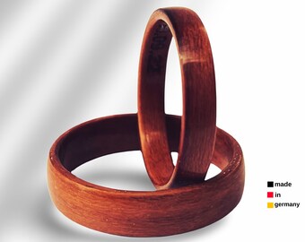 Wooden partner rings for wedding, engagement in a set, handmade in Germany