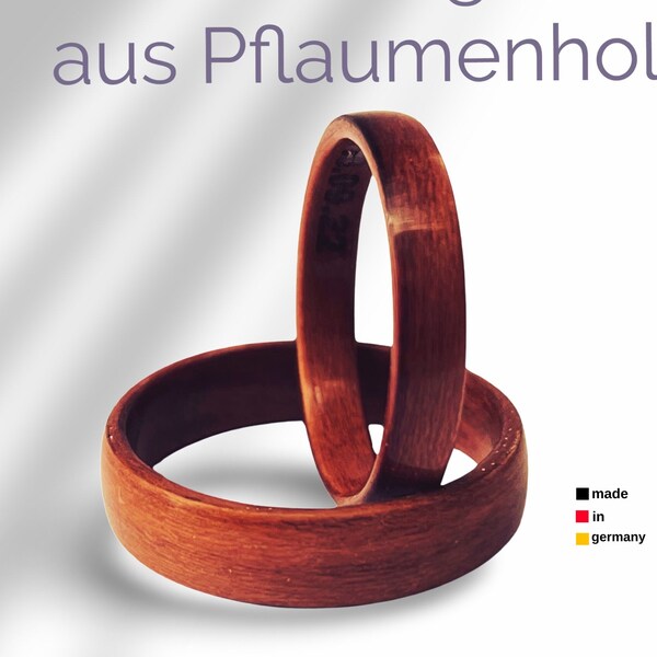 Wooden partner rings for wedding, engagement in a set, handmade in Germany
