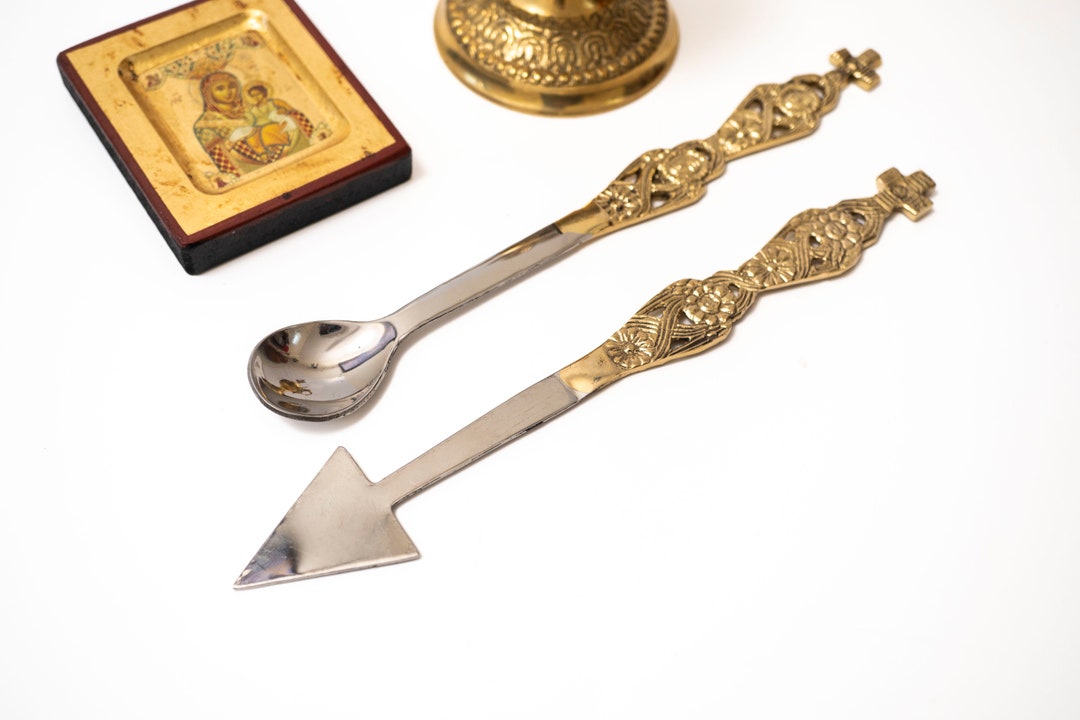 Curved Brass Spear and Tweezer Vintage Brass and Nickel Etsy