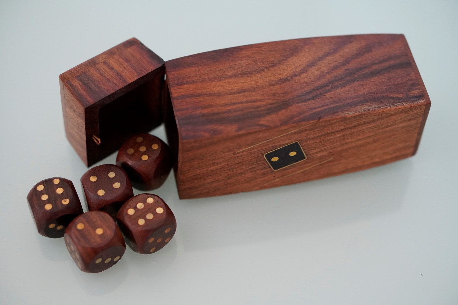 Vintage Wooden Dice Set Box With 5 Dices Inside in Wooden Etsy