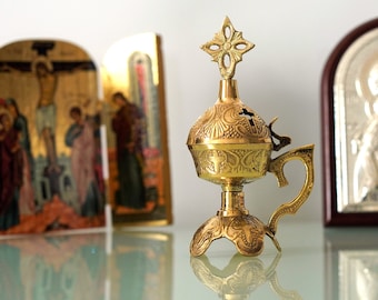 Brass Incense Burner  - Perfume burner - Thurible Censer  Little Church with handle Christian Artefact With free Gifts