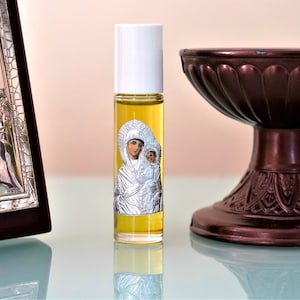 Myrrh anointing oil with Virgin Mary  – from Tinos the Holy island, Gift of faith, hope, love and healing to someone you care about
