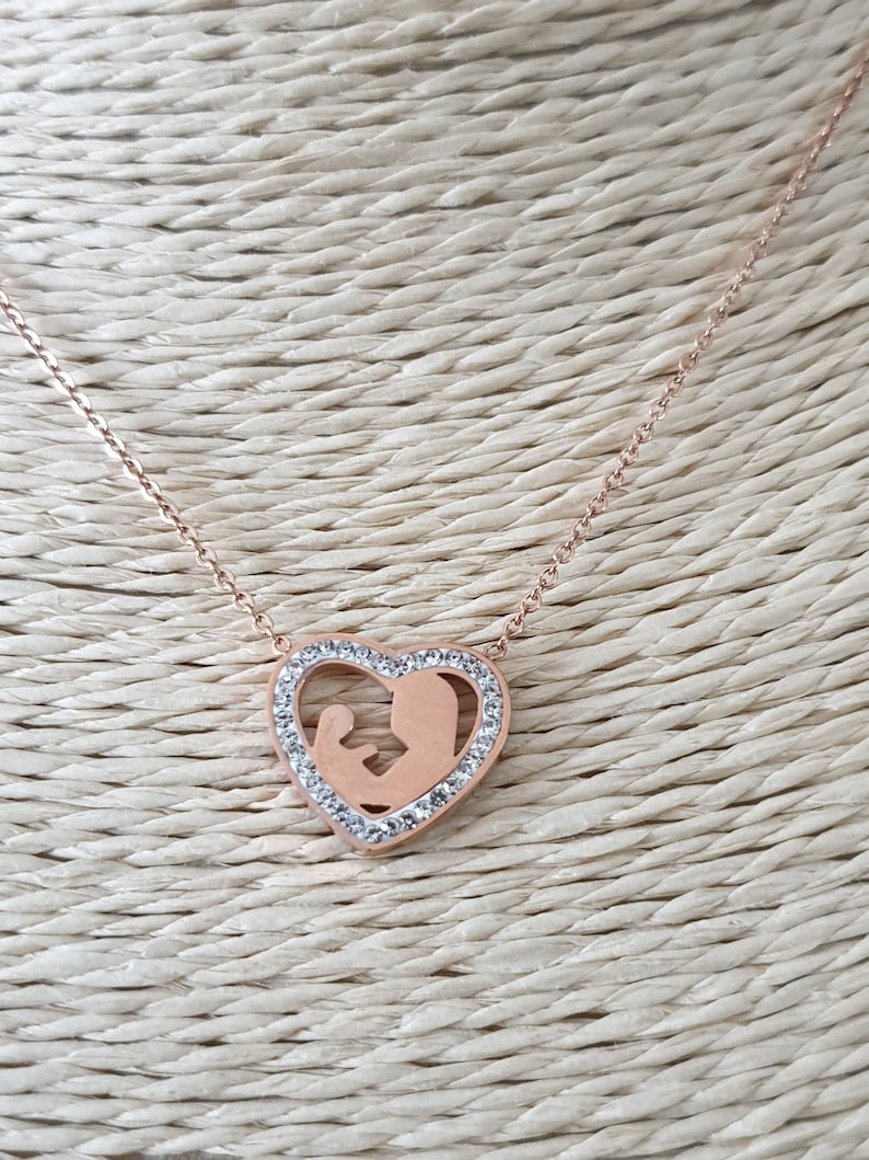 Mother and Child Pendant Heart Charm Pendant Mother Necklace Gift For Mom Mother and Child Heart Necklace