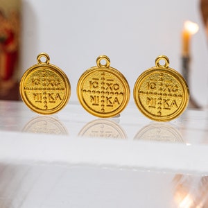 Byzantine Cross ΙϹΧϹ ΝΙΚΑ Gold -Colored Metal Pendant (3 Pcs)- Create Your Unique Jewelry with Constantinato, Konstantinato Jewelry