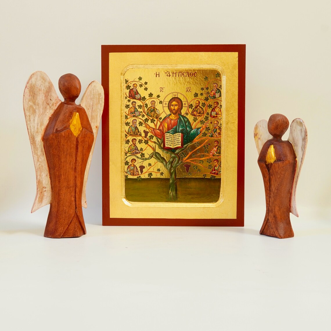 Hand Carved Pray Angel Wooden Figurine Wood Carving Decoration Etsy