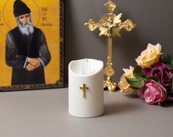 Stunning White LED candle battery operated can be placed anywhere in your home or in Memorial Remembrance Church