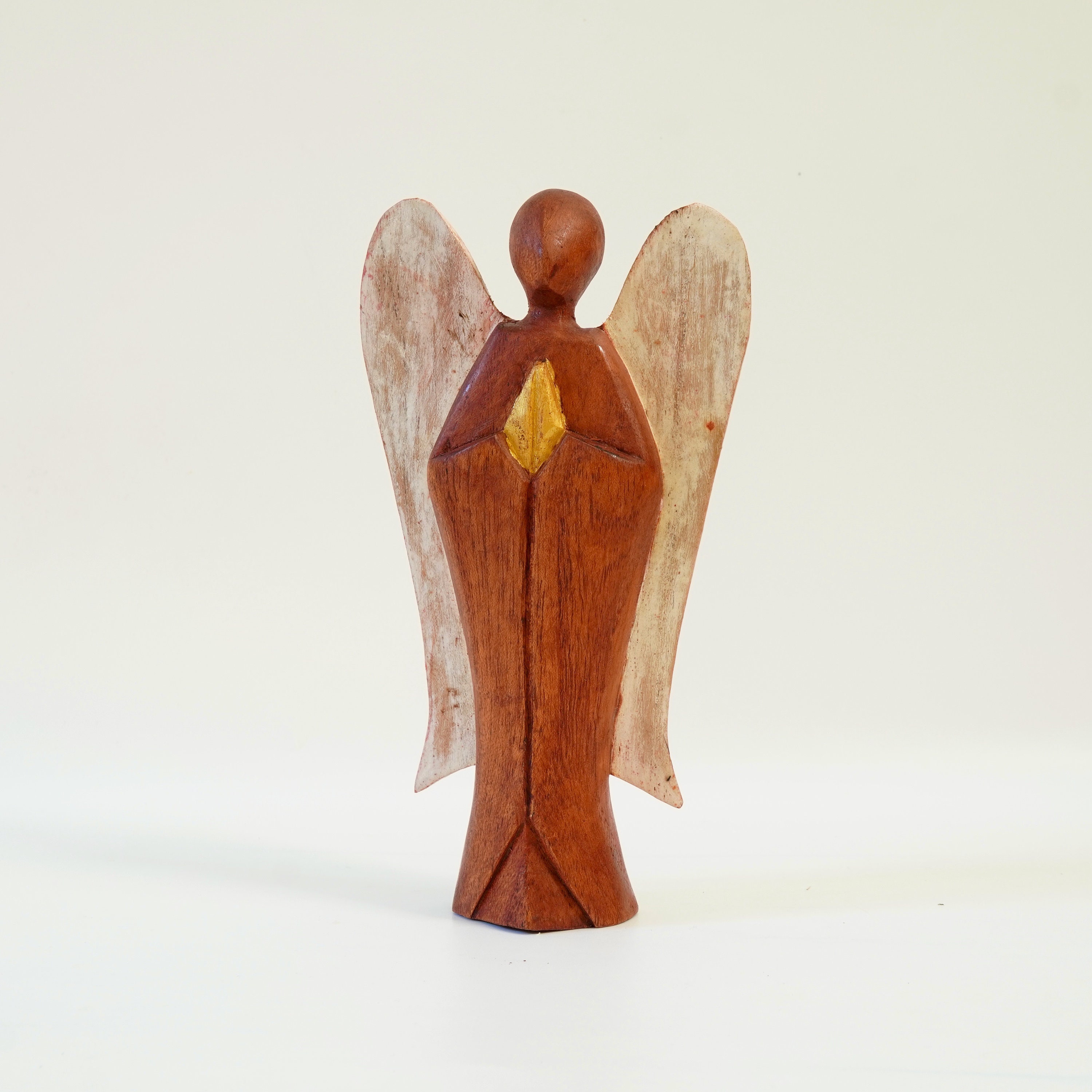 Hand Carved Pray Angel Wooden Figurine Wood Carving Decoration Etsy
