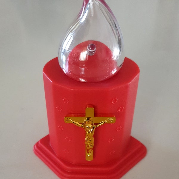 Bougie tombale commémorative de la croix LED rouge Bougie du souvenir de l'église Lumière vacillante qui la rend plus réaliste