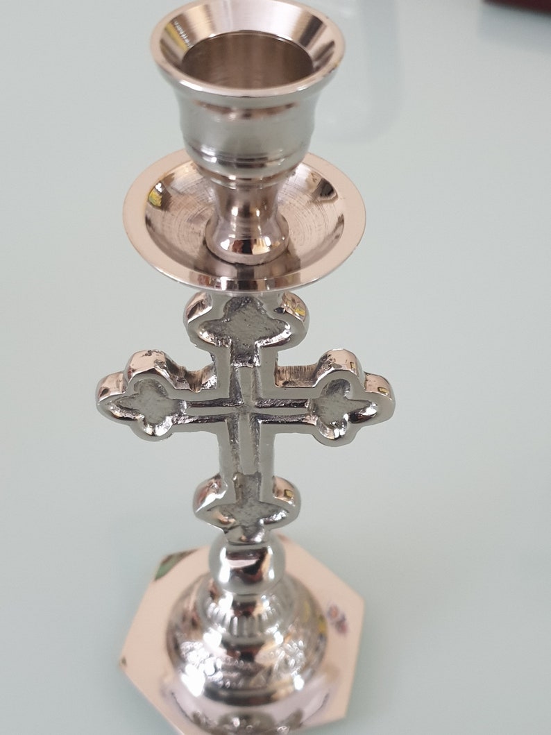 Curved Candlestick Candle Holder With Cross Hand Made Candle Etsy