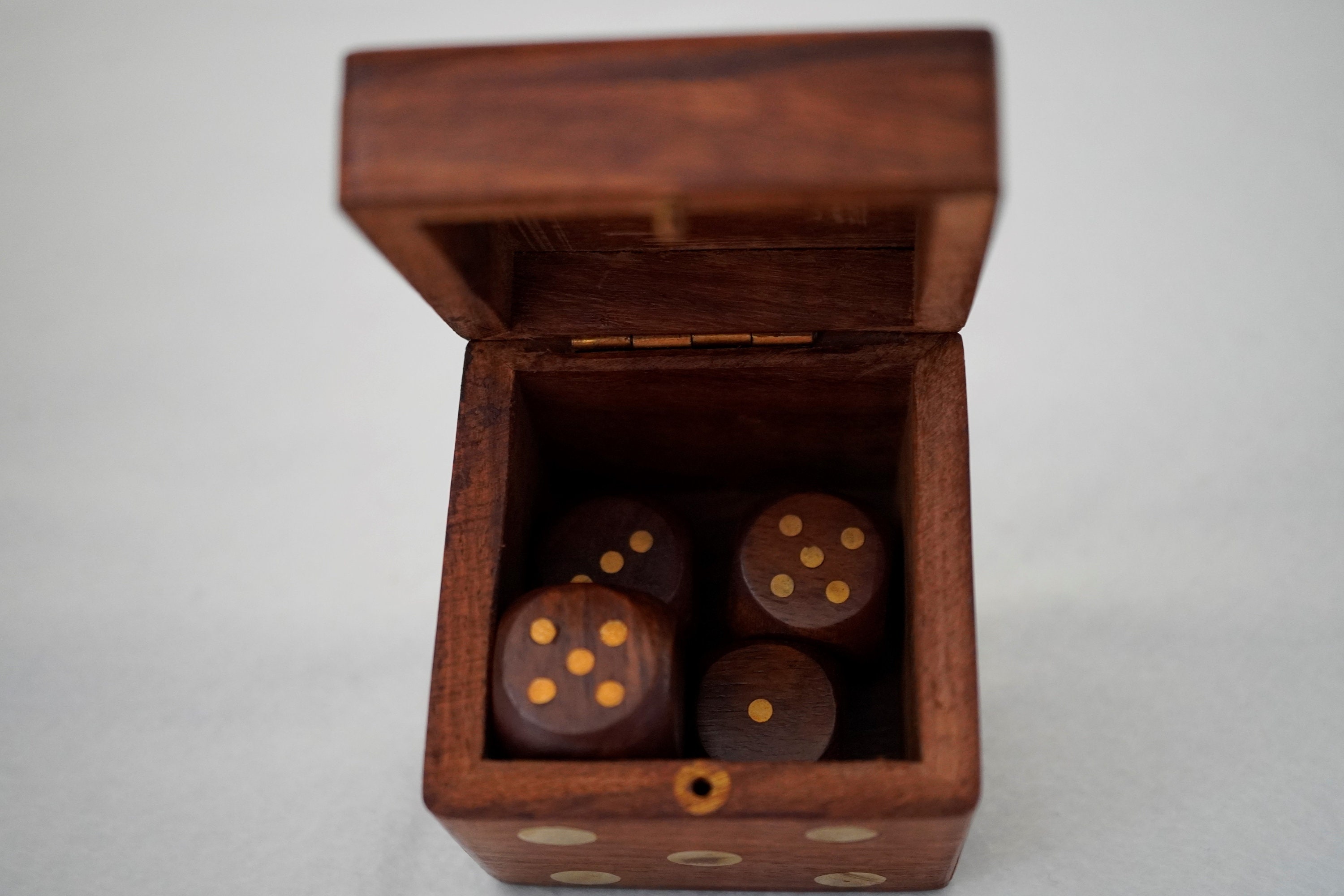Vintage Wooden Dice Set Box With 5 Dices Inside in Dice Etsy