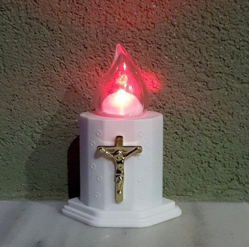 White LED Cross Memorial Grave Candle Remembrance Church Etsy