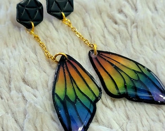 Pride Fairy Wing D20 Earrings
