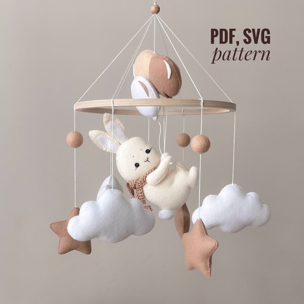 Baby mobile PDF pattern DIY nursery mobile Bunny mobile Sewing tutorial