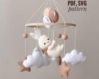 Baby mobile PDF pattern DIY nursery mobile Bunny mobile Sewing tutorial