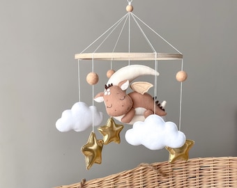 Dragon of the moon crib mobile for baby Dragon nursery decor