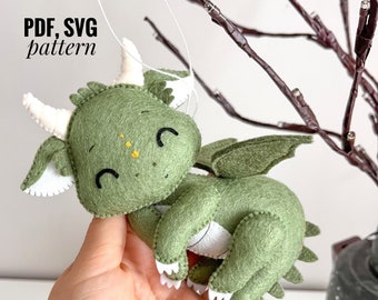 Dragon felt pattern/ dragon pdf pattern/ Christmas ornament pattern