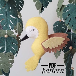 Hummingbirds felt pattern/ tropical bird PDF pattern