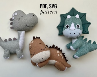 Dinosaur felt pattern, PDF SVG pattern