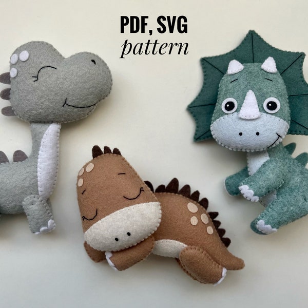 Dinosaur felt pattern, PDF SVG pattern