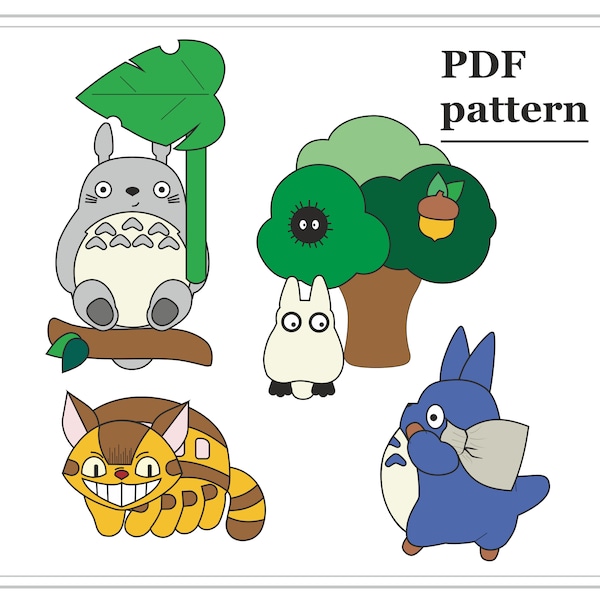 Anime PDF pattern, Anime felt toy