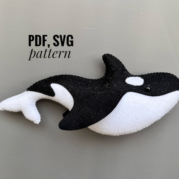 Orca felt pattern/ Arctic animals PDF pattern/ Polar animals SVG pattern