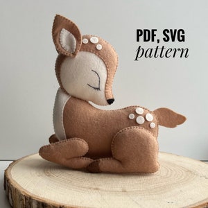 Deer felt pattern, PDF pattern Deer and baby