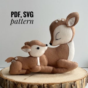 Deer and baby felt pattern, PDF pattern Deer and baby