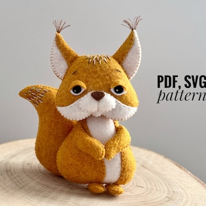 Squirrel felt pattern/ Forest animals PDF pattern/ Squirrel SVG pattern