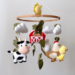 Farmhouse crib mobile Farm animals nursery decor