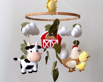 Farmhouse crib mobile Farm animals nursery decor