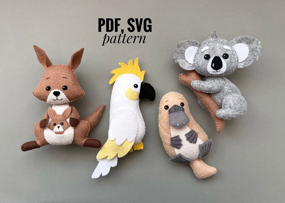 Australian Animals Felt Pattern/ Kangaroo PDF SVG Pattern Etsy