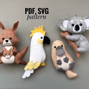 Australian animals felt pattern/ Kangaroo PDF SVG pattern